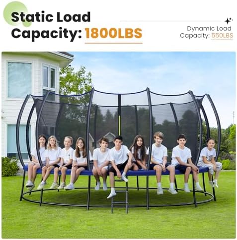 Zupapa 1800LBS Capacity No-Gap Design 16 15 14 12 10FT Trampoline with Safety Enclosure Net and Non-Slip Ladder 10-Year Quality Assurance Perfect for Kids Family Outdoor Backyard Fun - 1