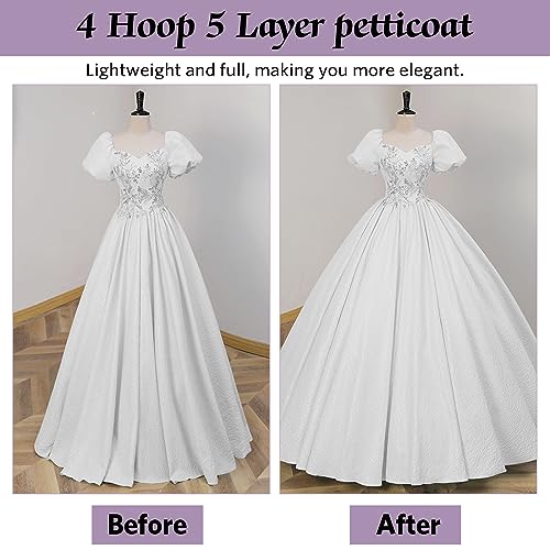 Women's Crinoline Petticoat, 4 Hoop Long Crinoline Skirt for Women, Half Slips Ball Gown Underskirt for Wedding4