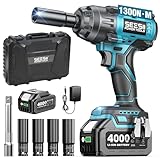 【2025新型】SEESII 電動インパクトレンチ タイヤ交換 インパクト強力 1300N.m BLモーター採用 1/2"トルクレンチ 自動停止モード 正逆切替無段変速 LEDライト 4000mAhバッテリー一個 4本ソケット付き 車用 自動車の修理 ナットの締め付け ボルトの緩み 締付工具 ホイール交換 型番 S13