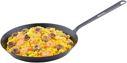 Restaurantware Sartén redonda de 11.5 pulgadas, 1 sartén antiadherente, mango soldado, sartén de acero al carbono negro, utensilios de cocina para