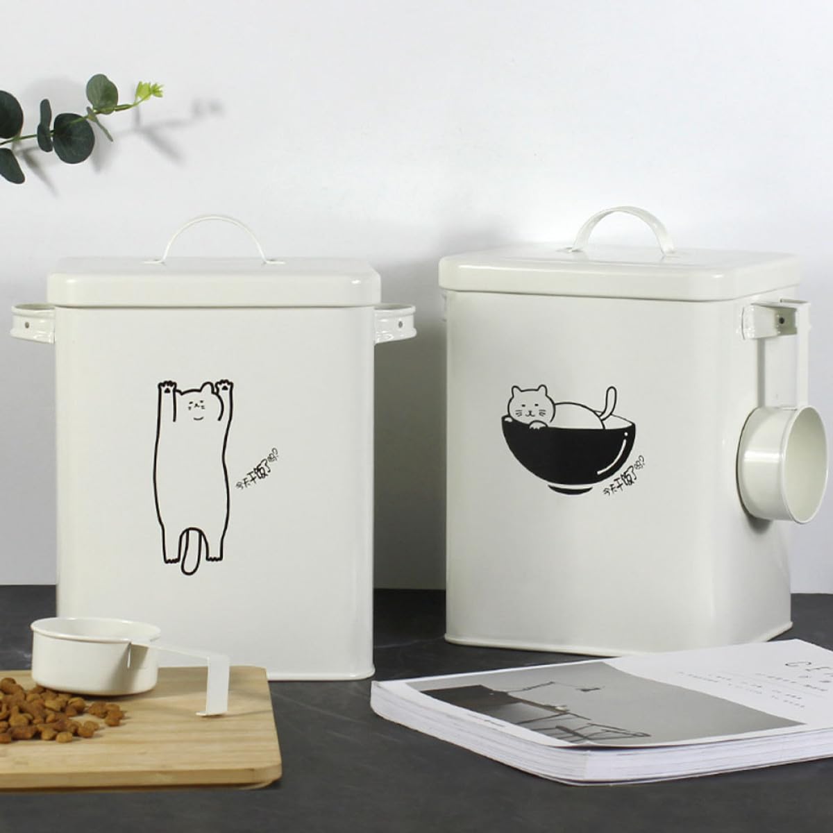 Contenedor Hermético para Alimentos de Mascotas de Hierro Resistente, Cubo de Almacenamiento para Perros y Gatos, Adecuado para Cocina o Comedero