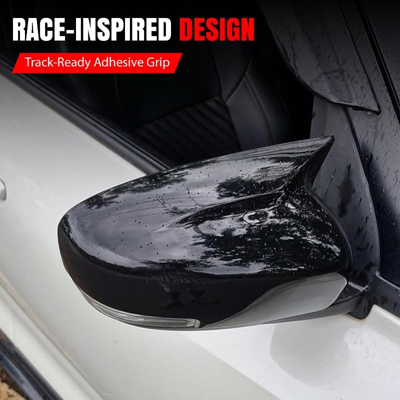 Image of OTO2EYE Batman Style Car Side Mirror Cover Cap Compatible for Toyota Glanza, ABS Material, Black, Auto Accessories
