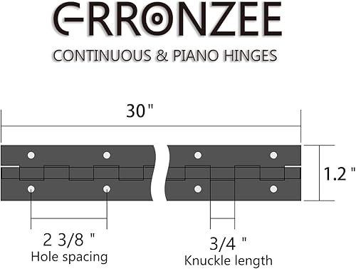 Miniatura 8 de 2 bisagras de piano resistentes de acero inoxidable de 24 x 1.2 pulgadas, bisagra continua negra para gabinetes, puertas, cajas de madera