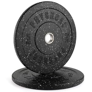 PhysKcal Hi-Temp Crumb Rubber Olympic Bumper Plates, 2’’ Stainless Steel Insert, IWF Coloured Weight Plates, Weight Discs for Weightlifting and Powerlifting