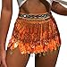 MUNAFIE Women's Belly Dance Hip Scarf Performance Outfits Skirt Festival Clothing (One Size, Orange)