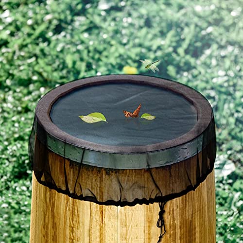 Mesh Cover for Rain Barrels - 2pcs 39in Rain Barrel Netting with Drawstring, Water Collection Buckets Tank Protector Screen for Preventing Fallen Leaves in Outdoor Garden Eaves - Thumbnail 5