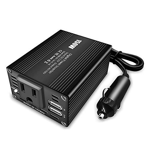 Vocado Power Inverter, Power Converter, AC DC Power Supply Adapter with Car Cigarette Lighter Socket, 150W DC 12V to 110V AC Car Adapter with 3.1A Dual Smart USB Ports Charger for Laptop, Smartphones