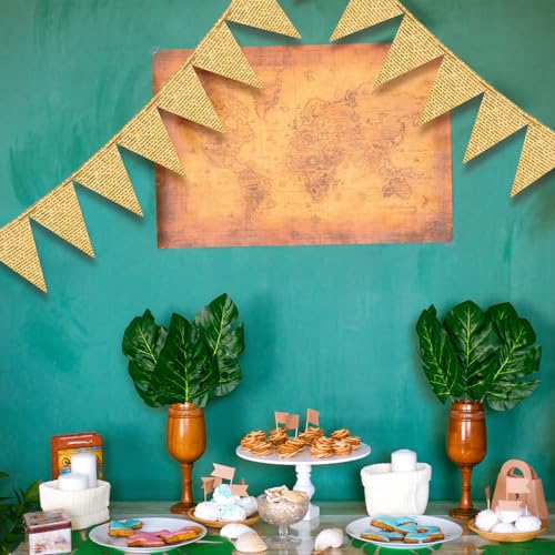 Image of 5 Pack Vintage Book Party Decorations Garland Vintage Pages Paper Pennant Garland Kraft Newspaper Banner Library Backdrop for Library Club Wedding Holiday Decorate