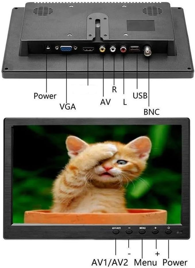 10in Security Monitor HD LCD VGA TFT Display Screen Speaker Remote Control