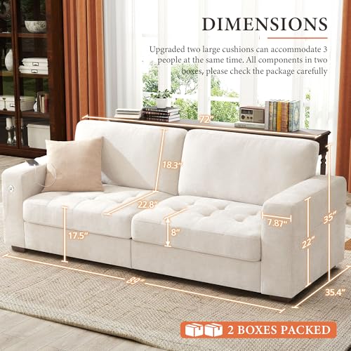 Image of Ihanherry 89 inch Modern Sofa Cloud Couch, Chenille Deep Seat Sofa with Removable Cover for Living Room, Bedroom and Apartment, Beige