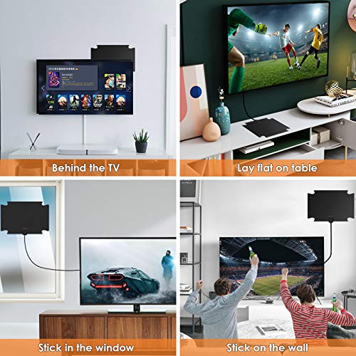 [2020 Latest] Digital TV Antenna 120 Miles Amplifier Signal Booster Indoor Long Range HDTV Antennas Support 4K 1080P UHF VHF Local Free Channels （Coax Cable） - Thumbnail 4