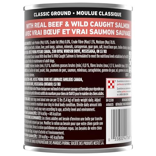 Purina ONE Classic Ground True Instinct Wet Dog Food, Beef & Salmon - 368 g Can (12 Pack) image 3