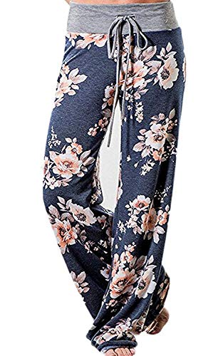 Image of NEWCOSPLAY Women's Comfy Pajama Pants Casual Drawstring Palazzo Lounge Wide Leg Pants