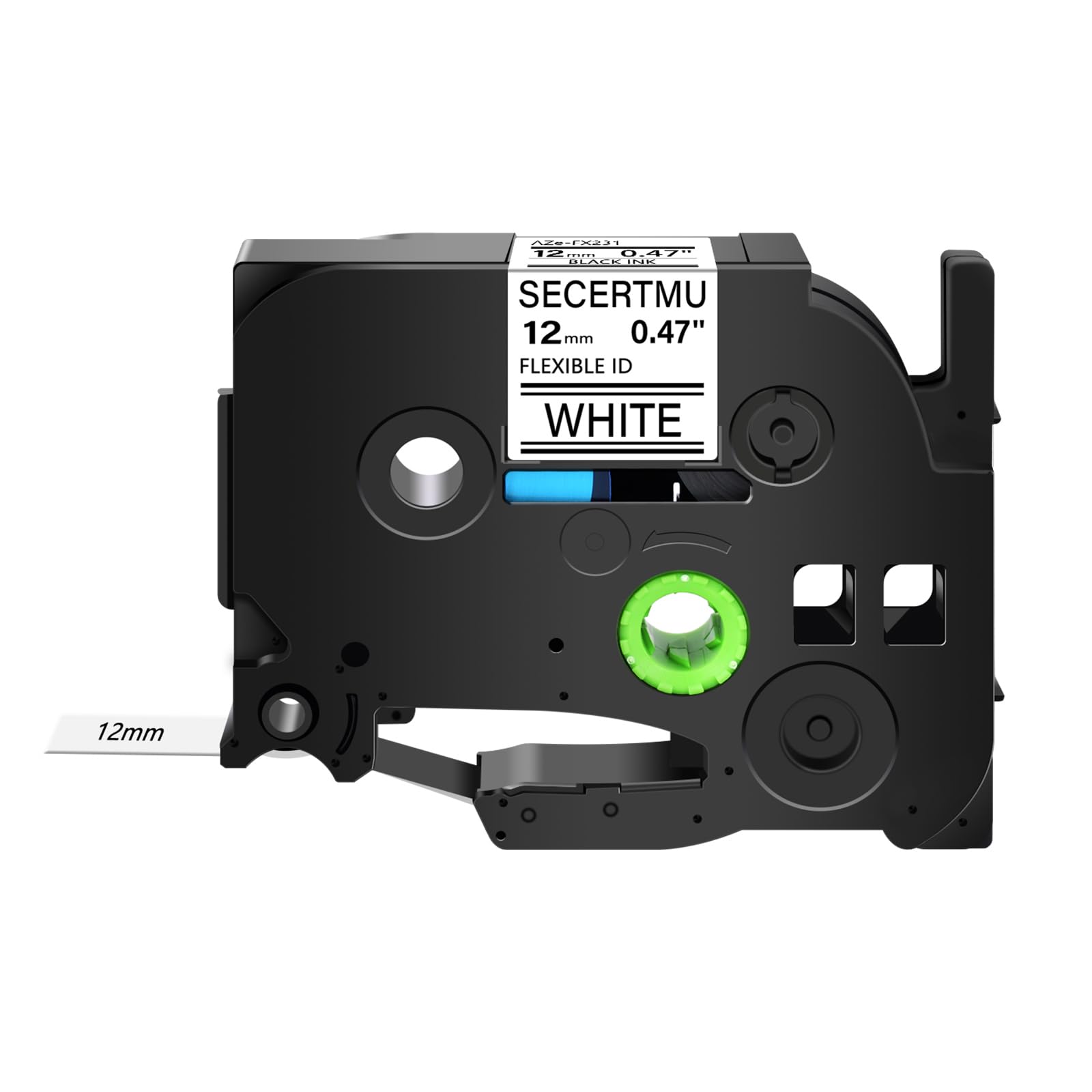 SECERTMU 1 PC Label Tape Compatible for P-Touch TZe-FX231 TZ-FX231 AZE-FX231 12mm 0.47'' Flexible ID Wire Cable Laminated Tape,Replacement for Ptouch