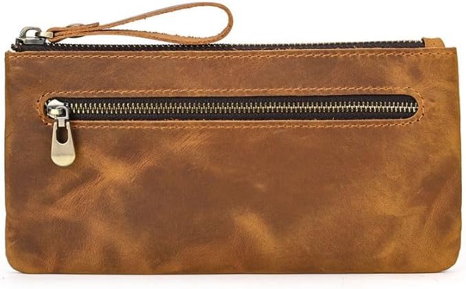 Leather Men's Long Wallet Handbag Mobile Phone Bag Small for Both Men Women of The Same