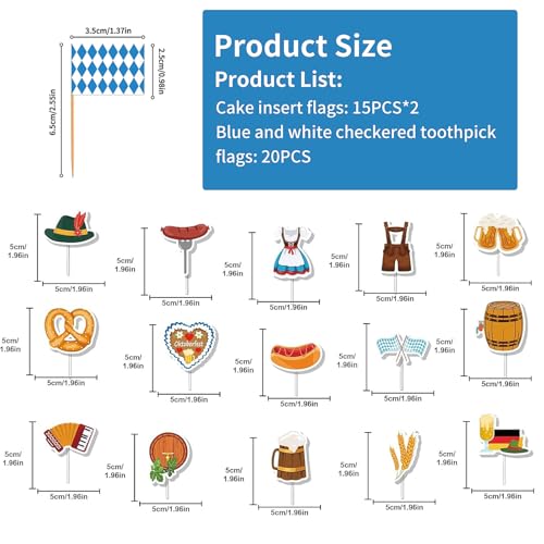 THXFUNAREA 50 Stück Oktoberfest Cupcake Topper, Deutsche Bierfest Dessert Dekoration, Oktobertfest Tortendeko, Bayerische Party Accessoire, Ideal für Bierfest und Partys