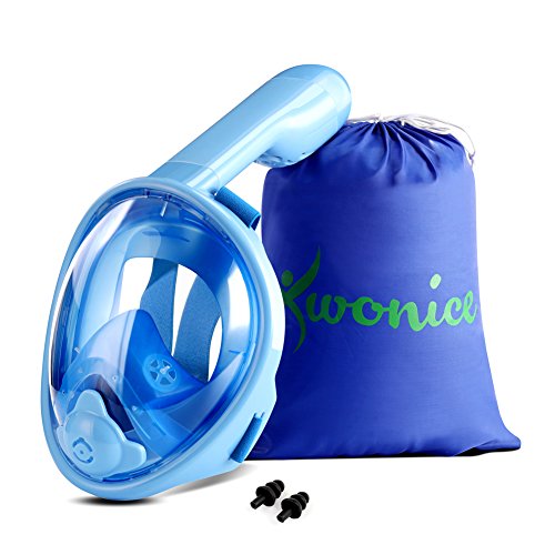 WONICE Snorkel Mask Full Face for Adults and Kids,Dry Top System Safe Breathing,180°Panoramic