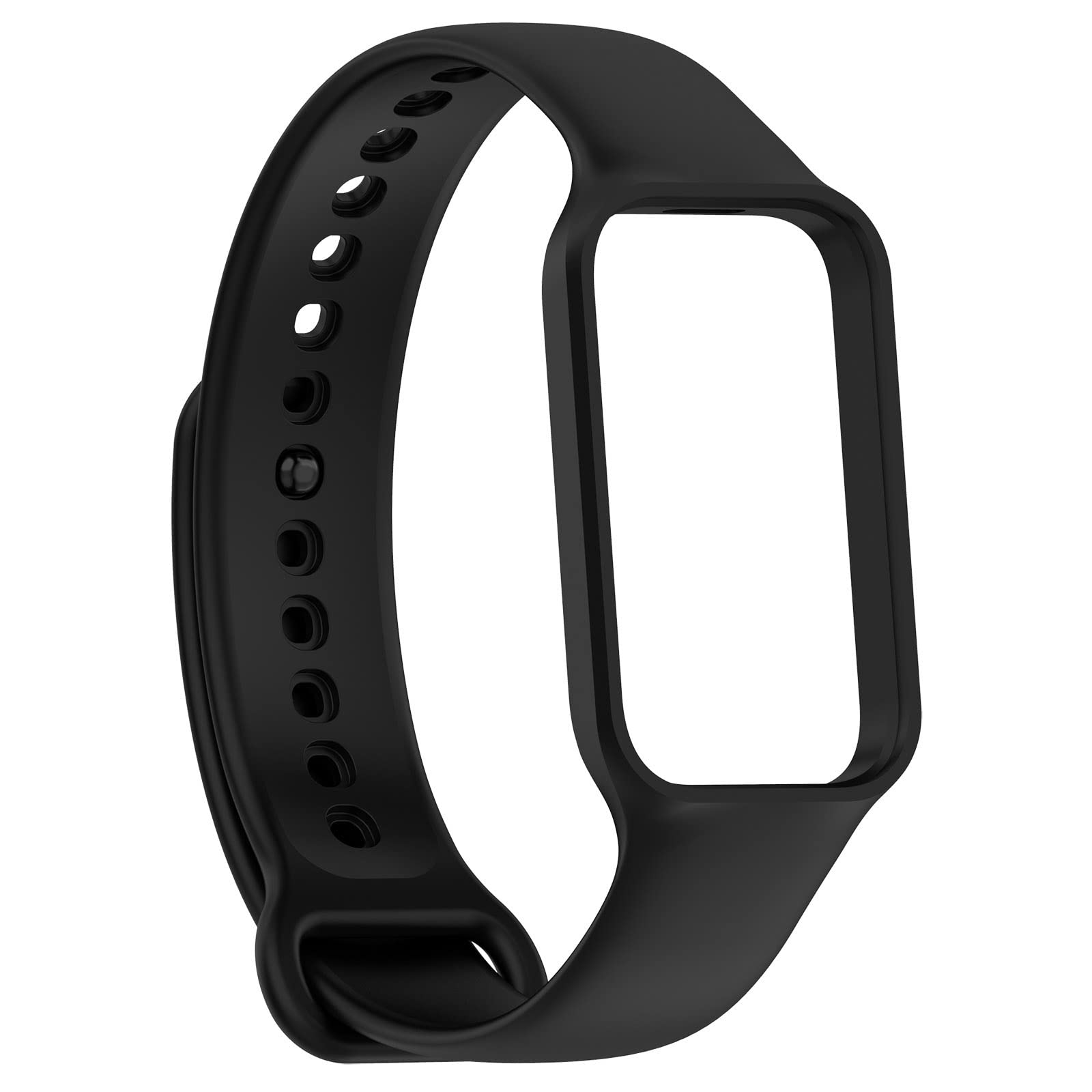 INF Watch Band Compatible with Xiaomi Smart Band 8 Active/Redmi Band 2, Silicone Sport Strap with Bumper Case, Soft Breathable Scratch-Resistant Adjustable Replacement Strap for Women & Men(Black)