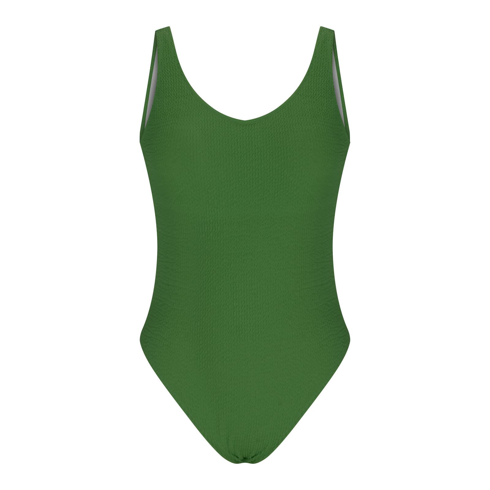 XUNRYAN 2024 Women One Piece Swimsuit Solid Ribbed Monokini Swimwear Scoop Neck Low Back Bathing Suit Summer Onesie