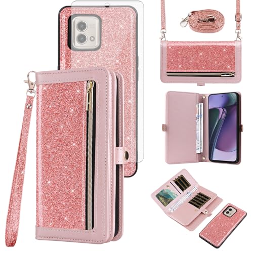 Étui Motorola Moto G Stylus 5G 2023 Asuwish avec protège-écran et porte-cartes à paillettes