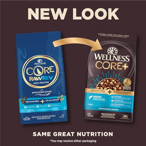 Wellness CORE RawRev Dry Canine Meals with Healthful Grains, Pure Elements, Made in USA with Actual Freeze-Dried Meat (Grownup, Ocean, 4 lbs) Wellness CORE RawRev Dry Canine Meals with Healthful Grains, Pure Elements, Made in USA with Actual Freeze-Dried Meat (Grownup, Ocean, 4 lbs)