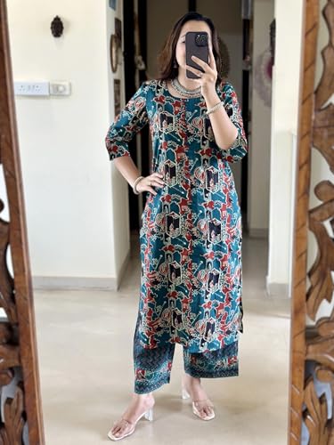 Image of ANNI Designer Women's Rayon Viscose Straight Printed Kurta with Pant