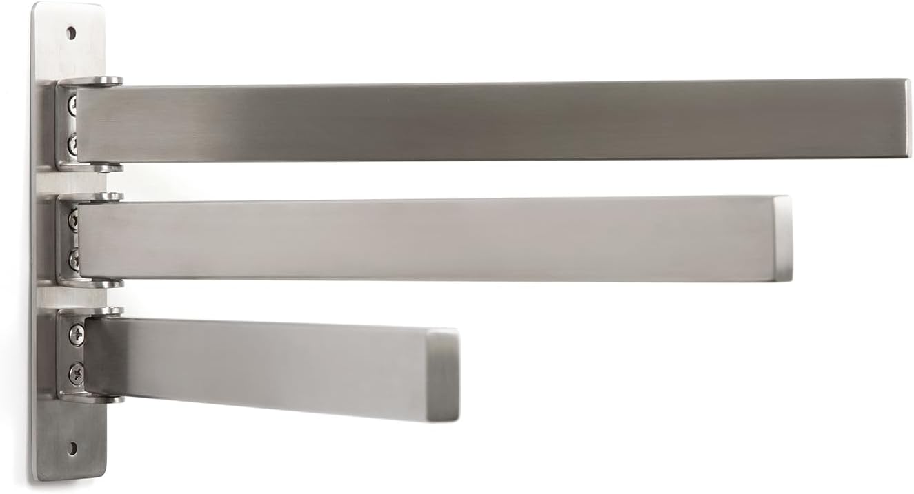 5-Piece Bathroom Hardware Accessory Set with Swivel Towel Rack, Modern 23-Inch Towel Bar Set Wall Mounted, Heavy Duty Stainless Steel Bathroom Accessories (Silver)