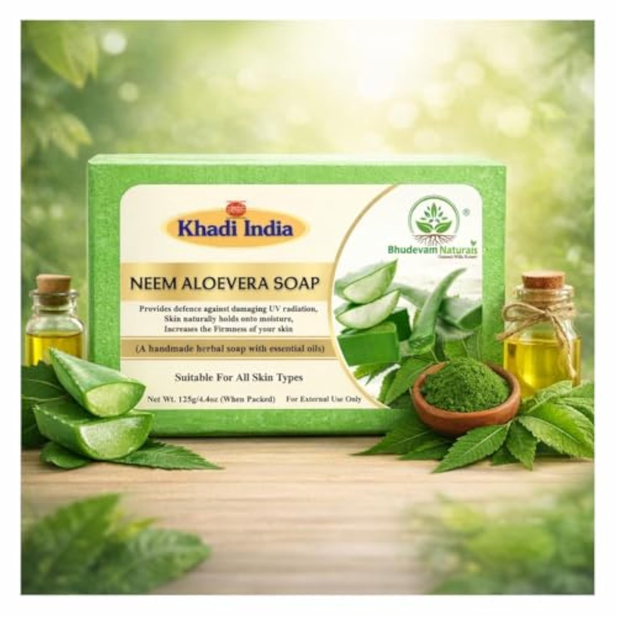 Khadi Neem Aloevera Herbal Bathing Soap, Fights Acne & Irritations