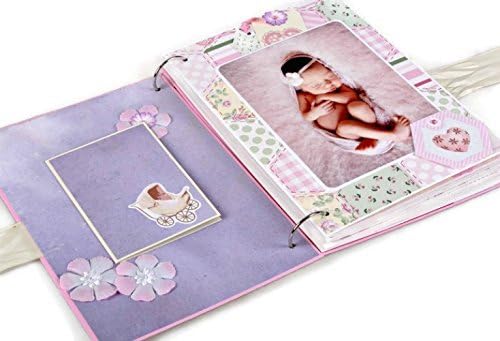 Kristabella Creations Baby Girl Scrapbook Album, Baby Photo Album, Personalized Baby Girl Memory Book, Newborn Baby Photo Album, First Year Keepsake Album, size A4