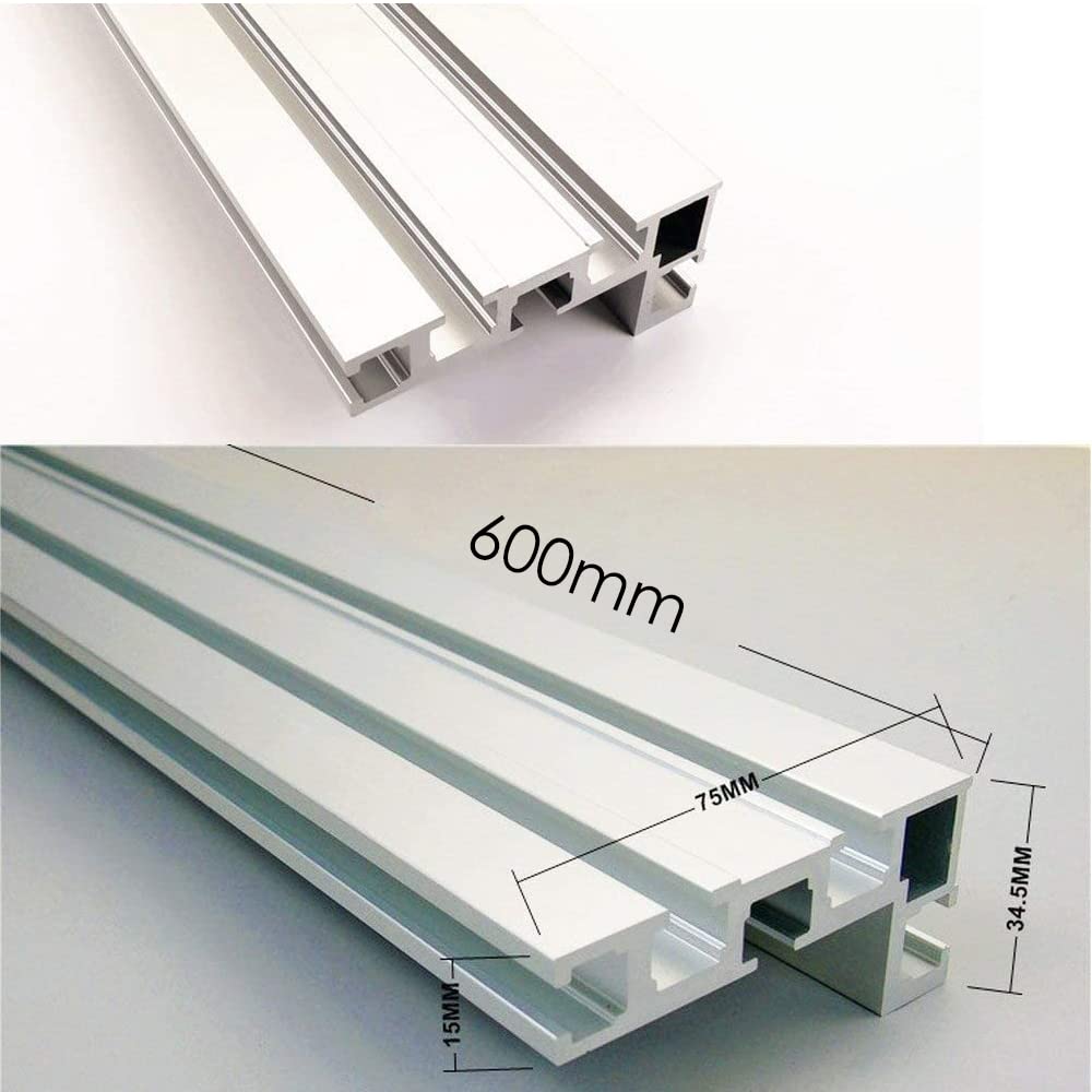 T Nut Schiene Gehrungsschiene, 75 Typ 600MM T Schienen,Aluminium T-Nut Führungsschiene, DIY T-Nut Gehrungsschienenlehre, Holzbearbeitungs-Tischkreissäge Mini-T-Schiene für Zaunbefestigung