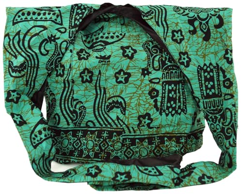 GURU SHOP Sadhu Bag, Schulterbeutel, Hippie Tasche - Grün, Unisex - Erwachsene, 30x32x10 cm