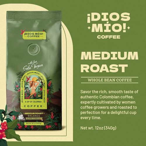 Dios Mio Coffee Medium y Dark Roast En Grano 12 oz x2 miniatura 2