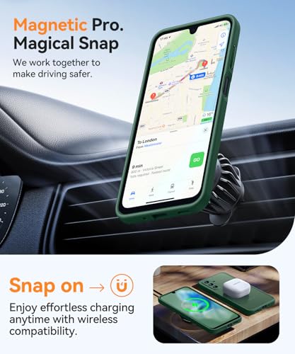 Image of CANSHN Designed for Samsung Galaxy A17-5G Case [Full Camera Protection] [Compatible with Magsafe] Translucent Matte Back Protective Phone Cover, Deep Green