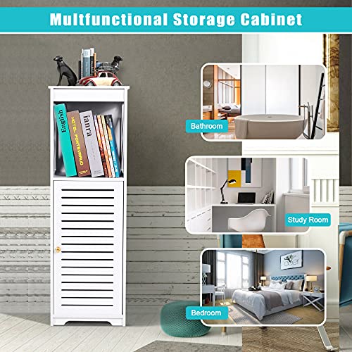 Yigang Waterproof Bathroom Cabinets,White Bathroom Storage Shelf Organizer Cupboard With Daily Use Layer And 1 Cupboard Door #TOP5