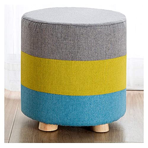 Tabouret bas en bois massif et tissu gris avec repose-pieds design NMDCDH - 2