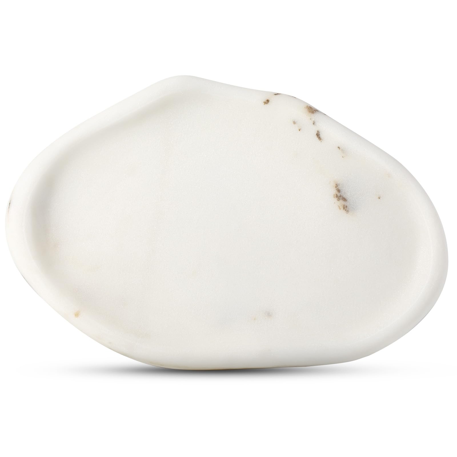 Koville Luxurious White Marble Vanity Tray, Cloud Shape Serving Stone Key Tray for Home Decor, 10"x7" Bathroom Marble Storage Trays, Stone Plate Holder for Perfume and Jewelry (Oriental Calacatta)