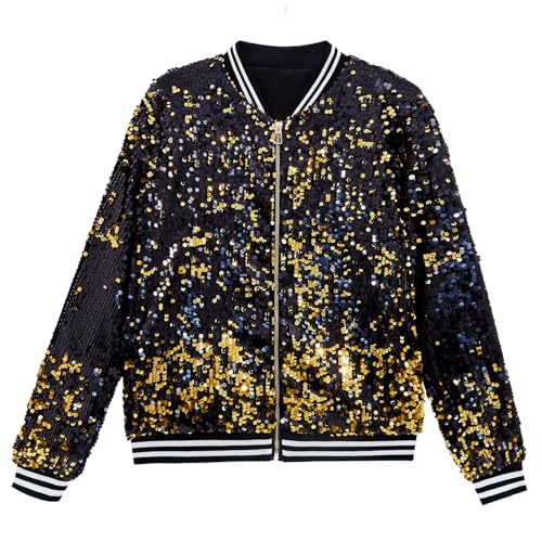 YIYI Mens Sequin Jacket Bomber Sparkly Striped Varsity Glitter Jacket Male Party Outwear Coat Birthday Holiday Clothes