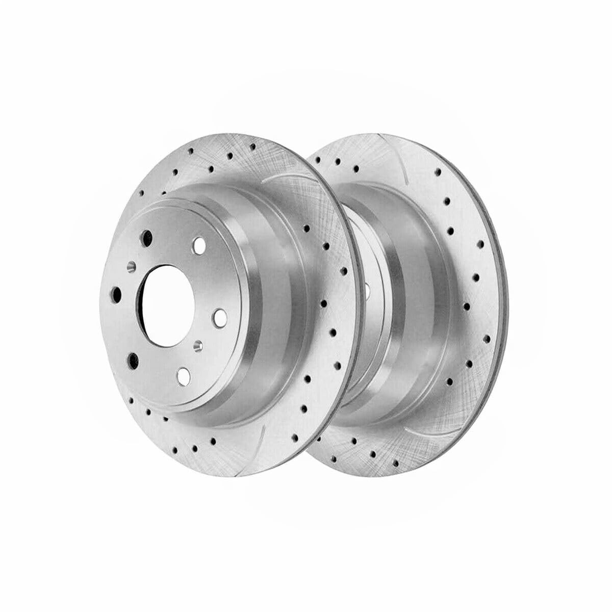 Condition photo showing Good Condition for Disc Brake Rotor 2pcs Set Front Rear Left Driver and Right Passenger Side Silver Zinc Plated Steel Performance Drilled and Slotted V8 for GMC,for Chevy,for Cadillac 7-Air Gap