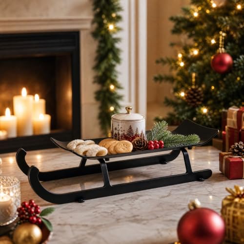 Sleigh Christmas Decorative Serving Tray, Metal Cupcake Stand Table Decor - image 3