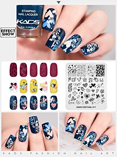 Kads Nail Stamping Plate Valentine's Day Nail Art Stamp Template Diy Image Template Manicure Stamping Plate Stencil Tools (Fe017) #TOP4