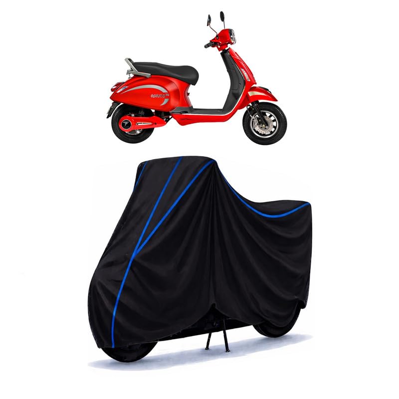 Image of Scooty Cover Water Resistant for EPluto 7G Max | Universal Scooter & Bike Cover | Heavy Duty UV Dust, Rain & Scratch Protection Weather Indoor Outdoor | Black with Blue Piping