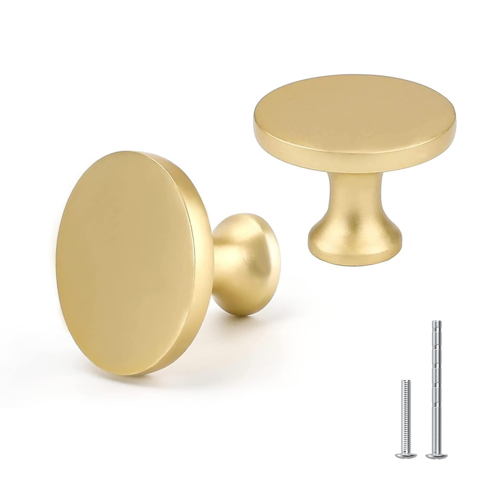 goldenwarm 25Pack Gold Dresser Knobs for Cabinets, Dresser Drawer Cabinet Hardware Brass Knobs for Kitchen Round Drawers