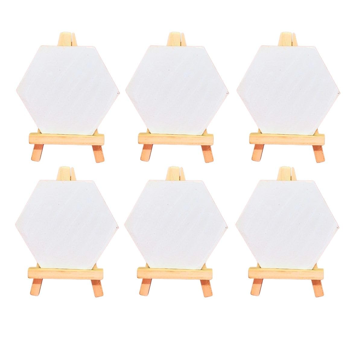 Active Elements 10 Mini Art Discs 4 Hexagon Gesso Primed with Easels | Small Canvas for Kids Birthday Back to School 1