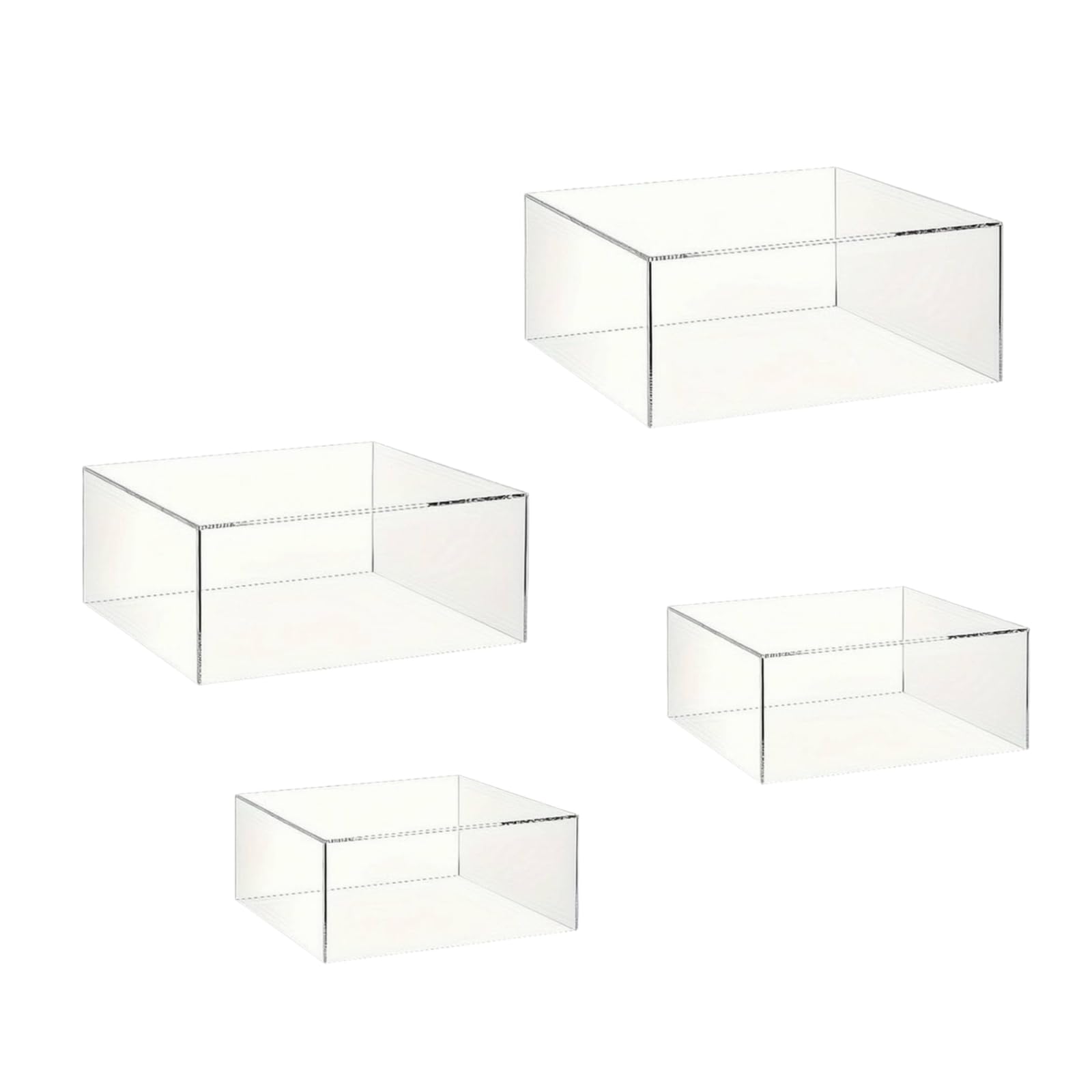 4 Piezas Soporte Tarta Rellenable | Aves y Lisos, Caja Expositora Acrílico, corativo, Expositor para Tartas, Bodas, Cumpleaños, Reposteros
