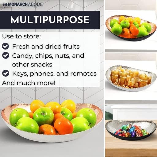 Monarch Abode Decorative Bowl for Home Decor – 12.75-Inch Black and Copper Plated Hand Hammered Key Bowls for Entryway Table, Fruit & Potpourri Bowl for Centerpiece, Modern Catch All Key Holder Bowl - Image 4
