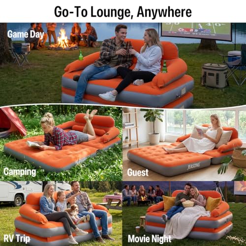 JEASONG Inflatable Sofa Bed with Headboard Air Pump 2 in 1 Blow Up Couch by JEASONG - Used condition - Image 8