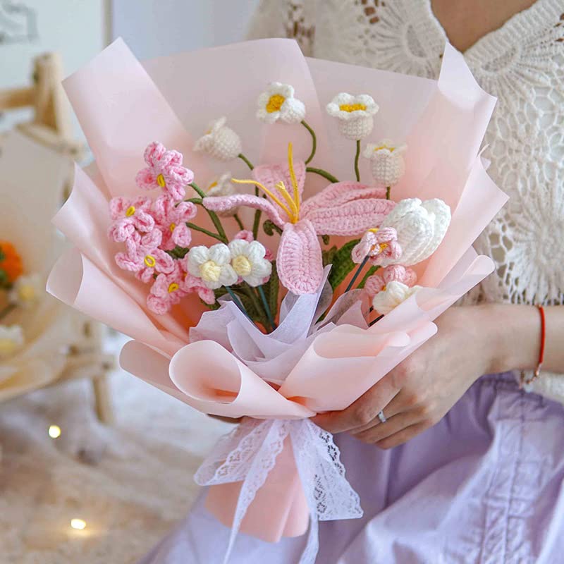 Amazon.com: Mother's Day Flower Bouquet Gift Knitted Rose Tulip