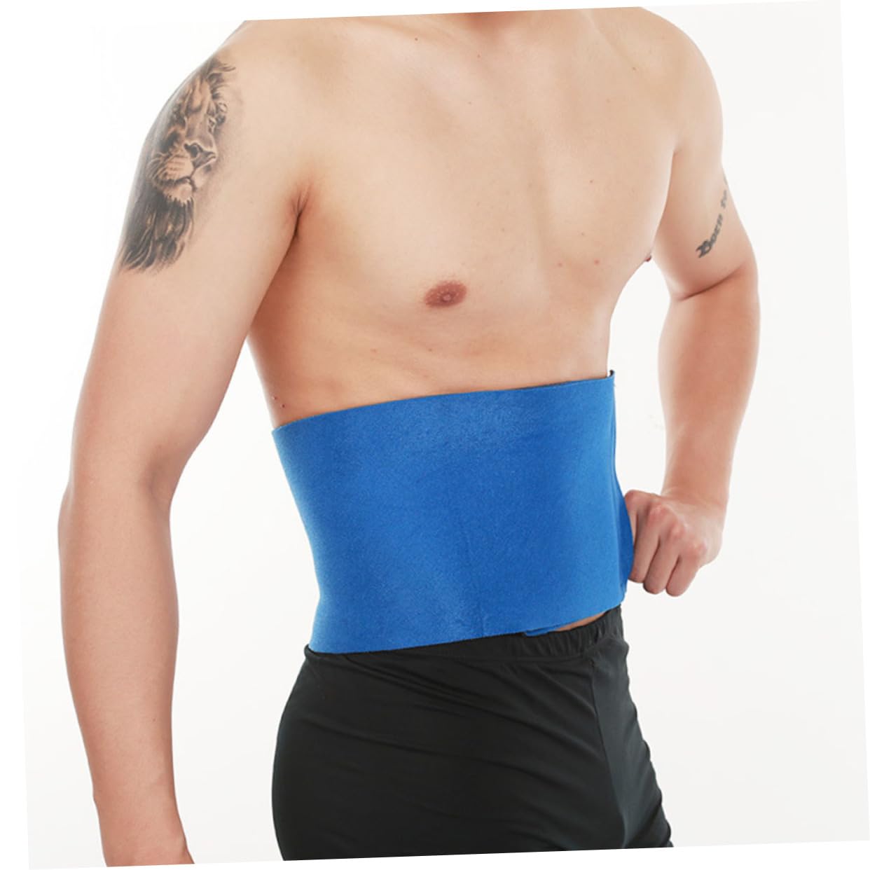 Happyyami 2Pcs Adjustable Back Support Belt Breathable Lumbar Relief Pads for Adults Heat Therapy Waist Brace Blue