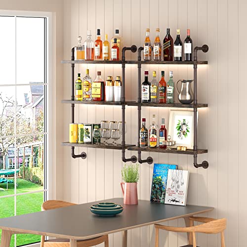 Helsin 3 Tier Industrial Pipe Shelf Rustic Wood Floating Shelves,Wall Display Bookshelf,Storage Rack Sundries Holder For Kitchen Office Bathroom Organization And Home Decor thumb #4