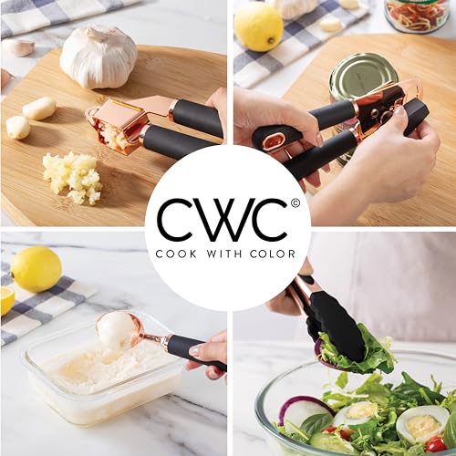 COOK WITH COLOR Kitchen Gadget Set Copper Plated Stainless Steel Utensils with Soft Touch Handles, Copper Black, 10 Pieces - Image 5